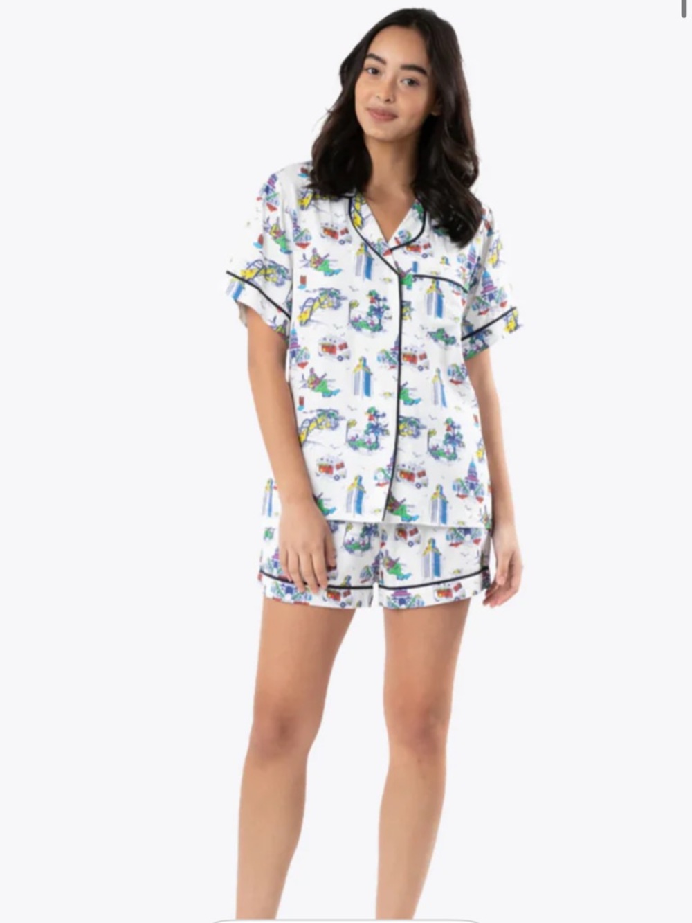 Katie Kime Austin Toile Pajama Shorts Set sz S short sleeve